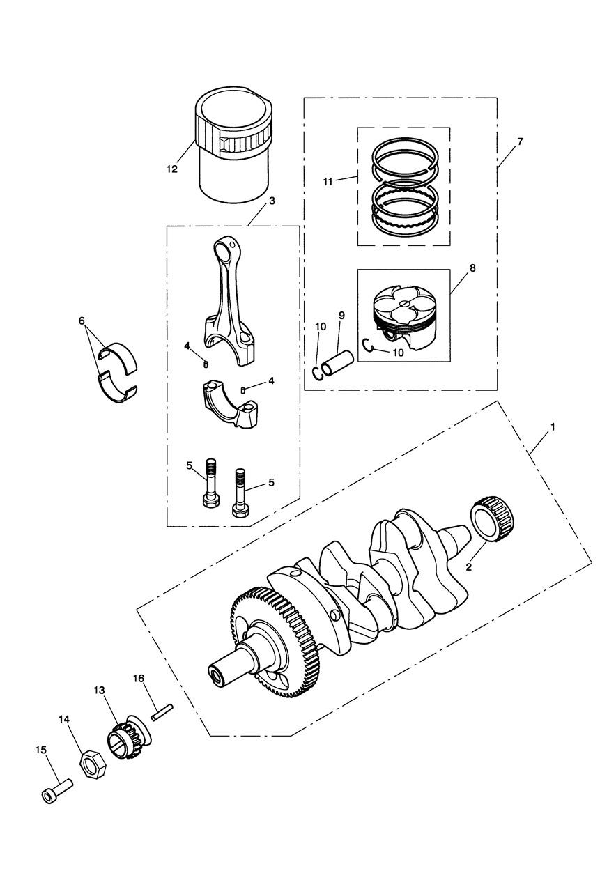 Crankshaft, Connecting Rods, Pistons & Liners exploded diagram