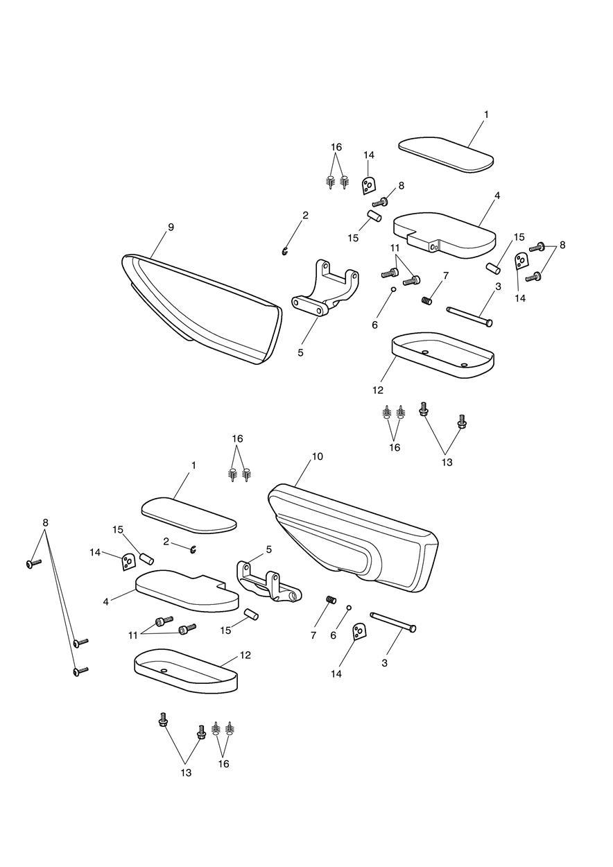 Foot Controls - Pillion exploded diagram