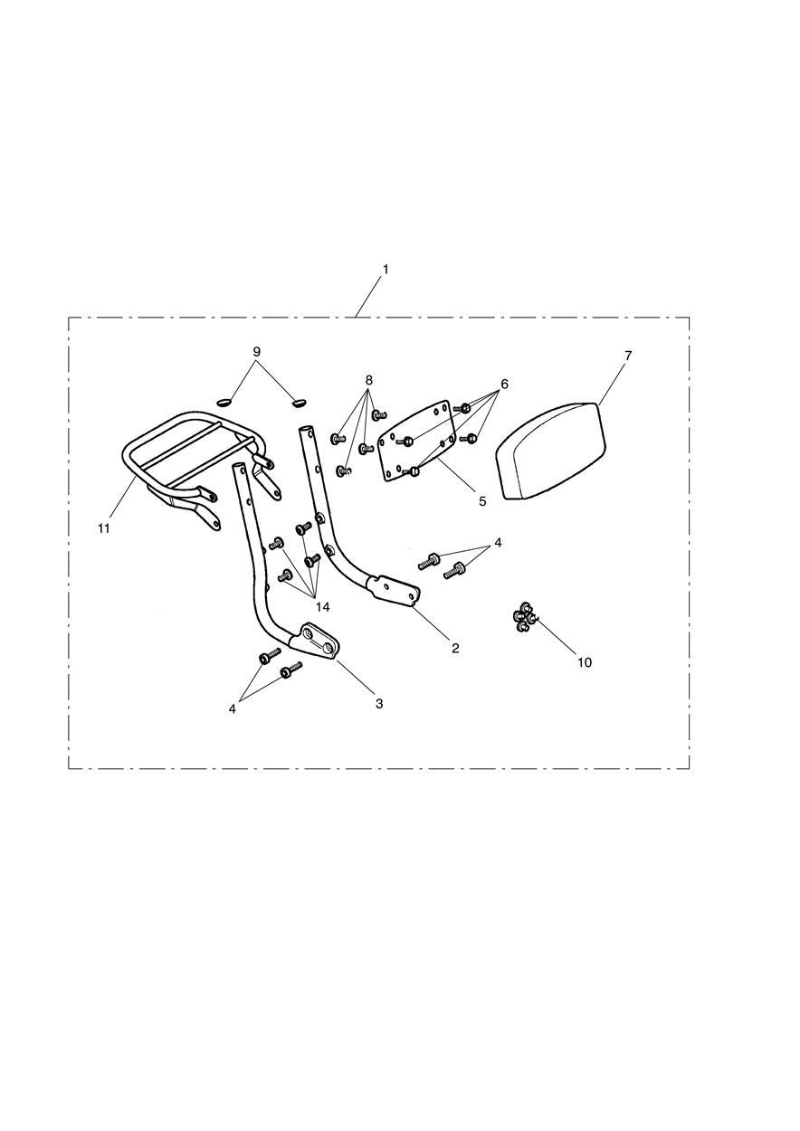 Passenger Backrest/Luggage Rack Mk 3 exploded diagram