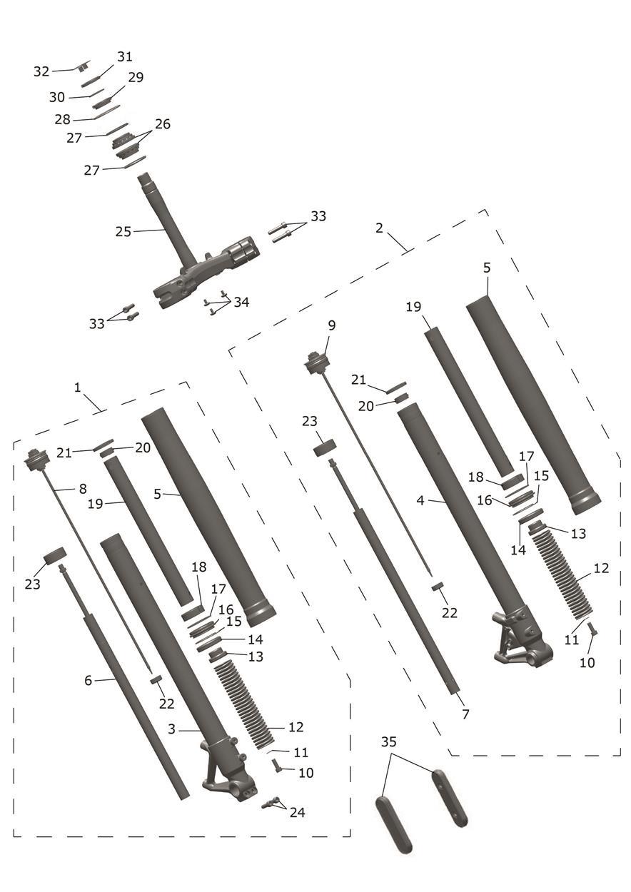 Front Forks & Lower Yoke exploded diagram