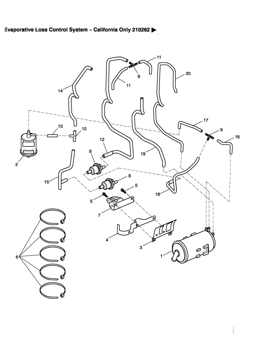 Evaporative Loss Control System California Only exploded diagram