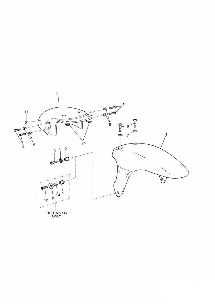 Front Mudguard exploded diagram