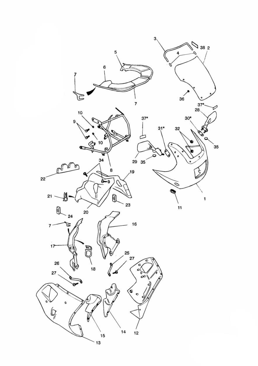 Bodywork - Cockpit 4 Cylinder exploded diagram