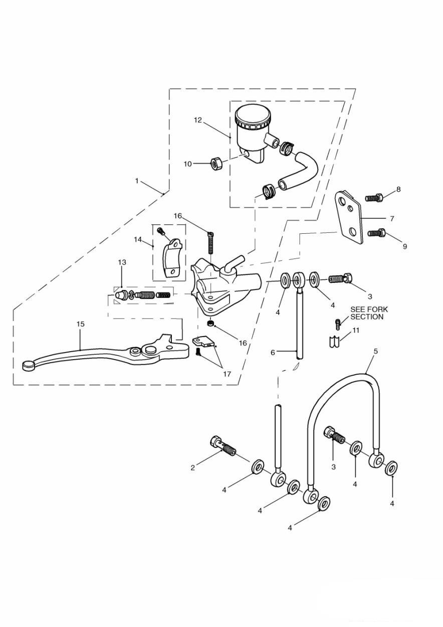 Front Brake Master Cylinder exploded diagram