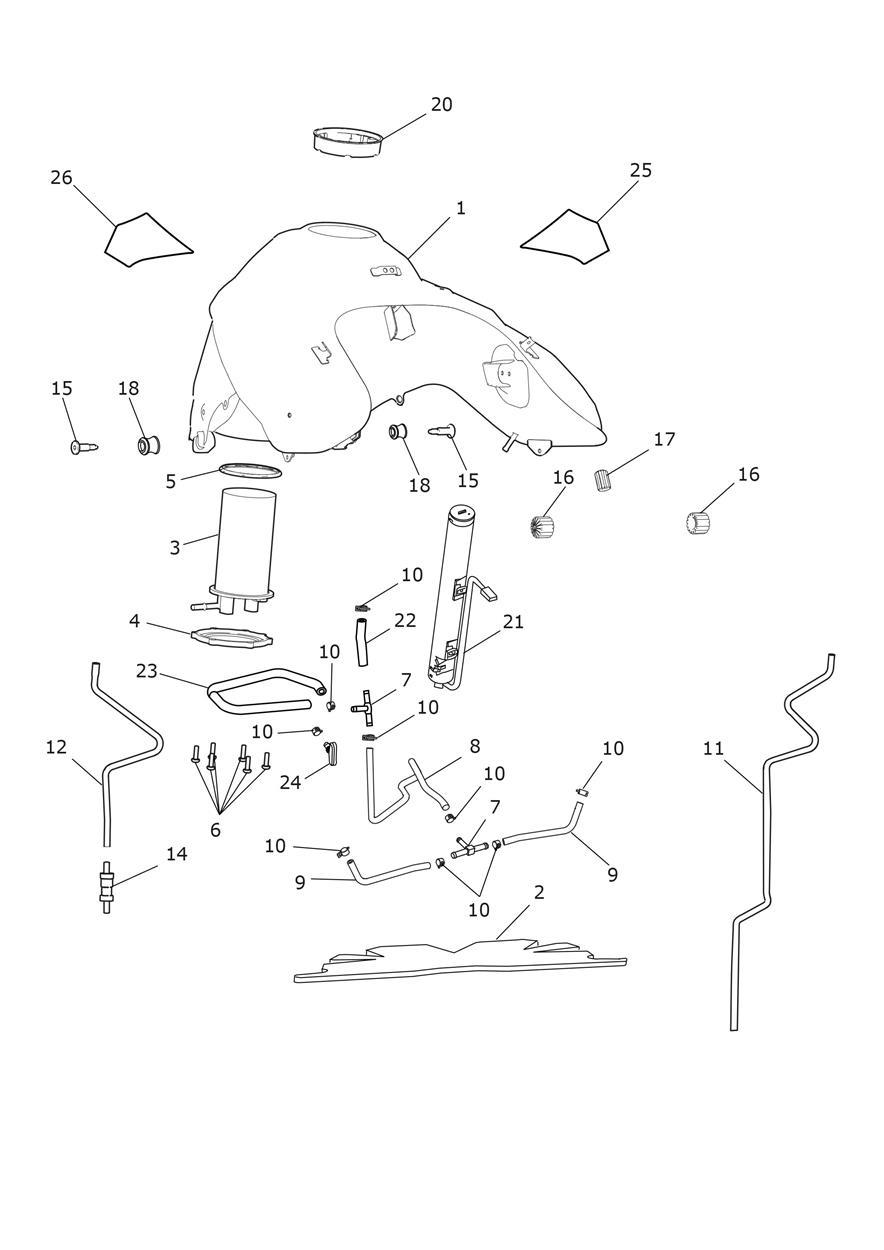 Fuel Tank, Fuel Pump & Fittings exploded diagram