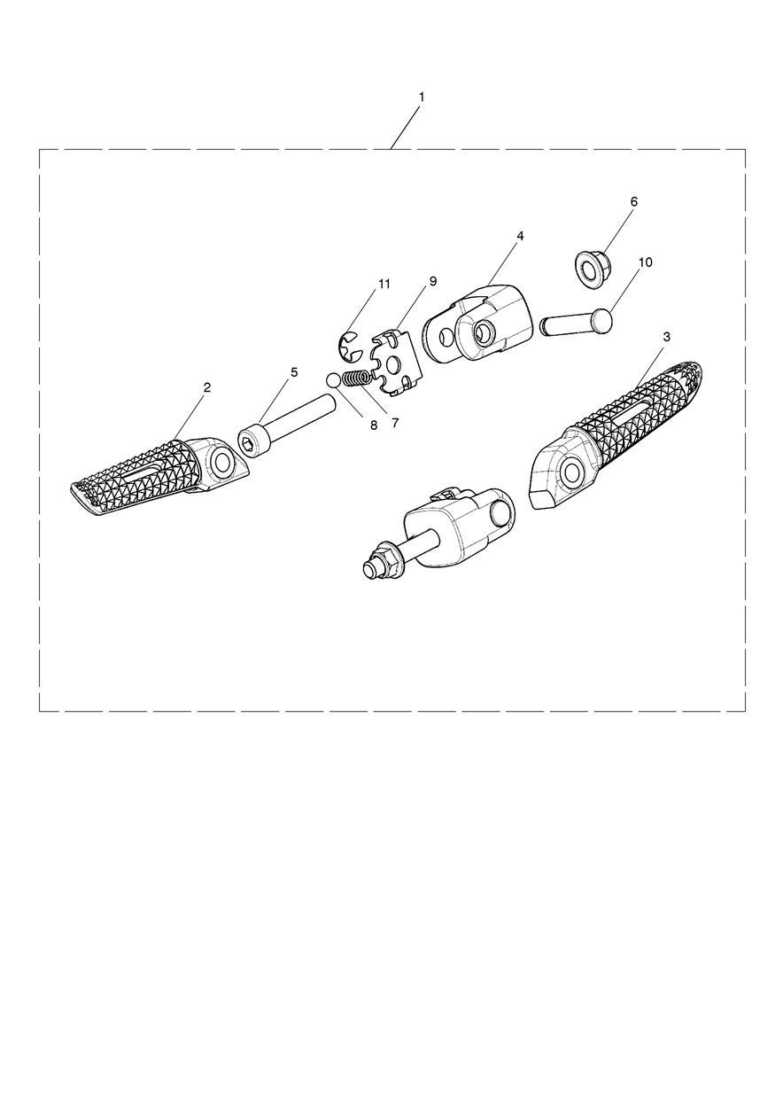 Pillion Footrest Kit, Sport exploded diagram