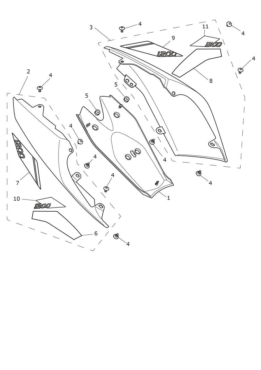 Rear & Side Panels exploded diagram