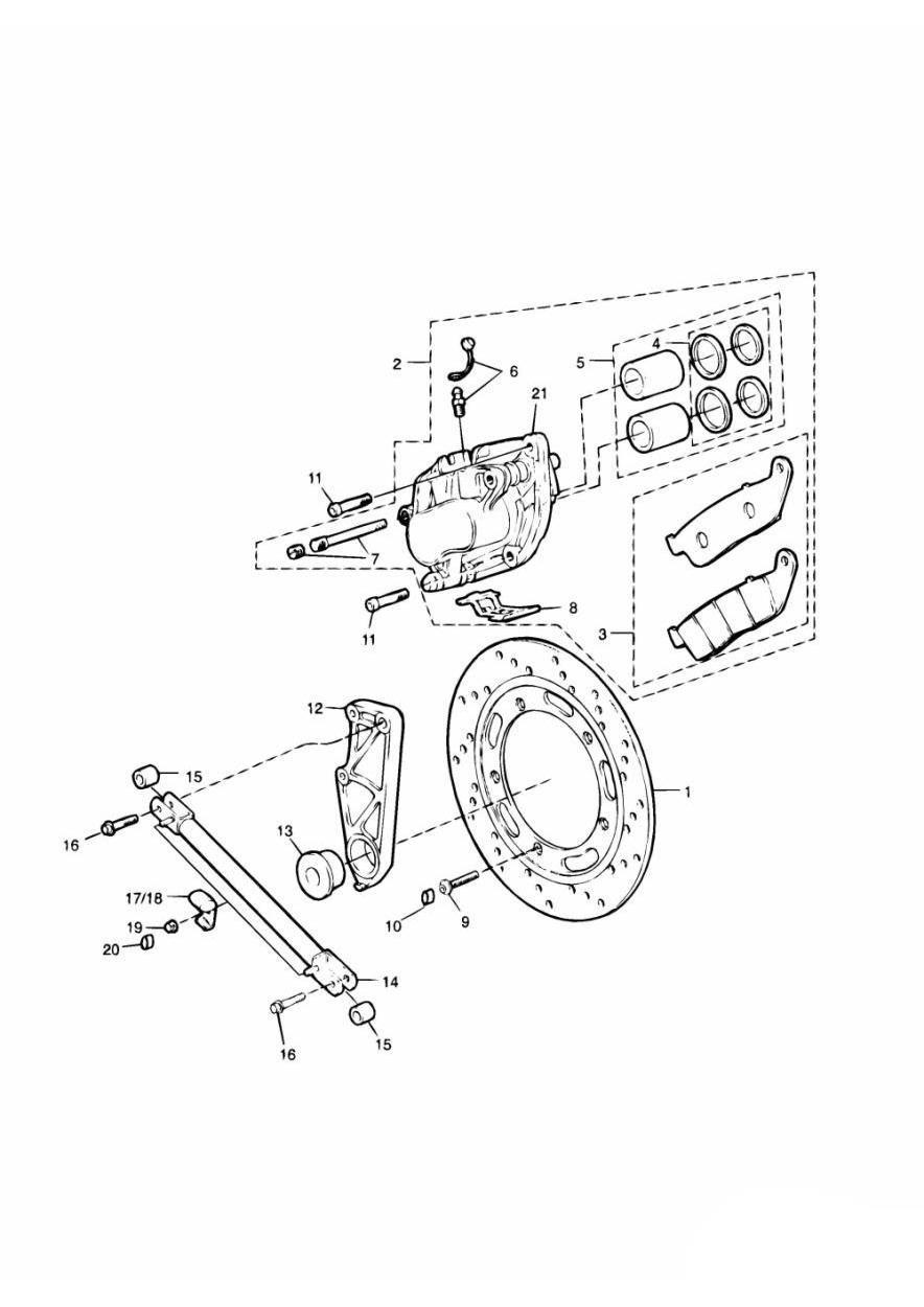 Rear Brake Disc and Caliper exploded diagram