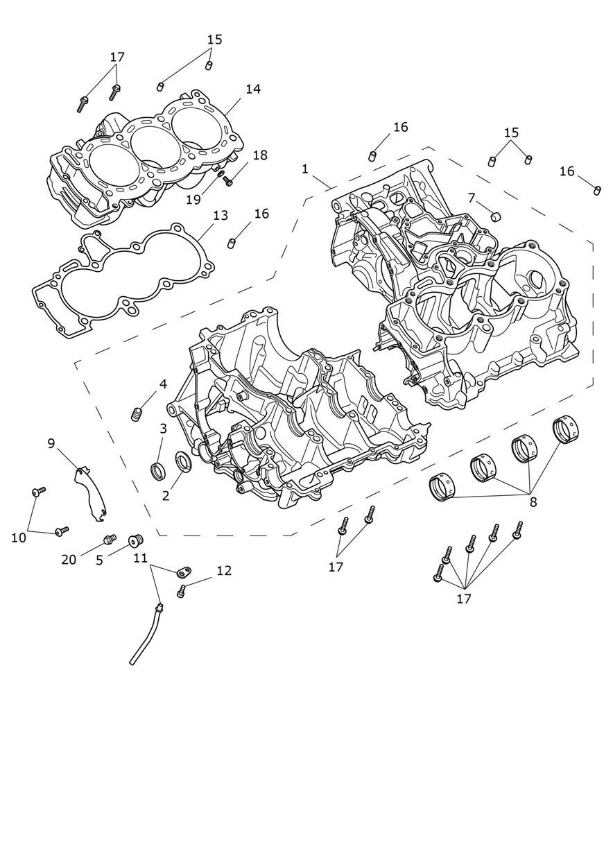 Crankcase & Fittings exploded diagram
