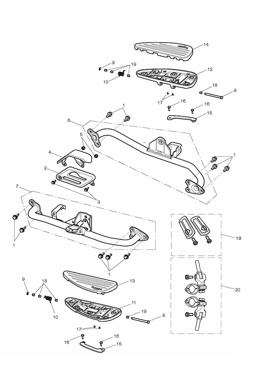 Foot Controls - Rider exploded diagram