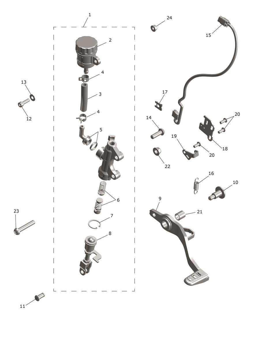 Rear Brake Master Cylinder exploded diagram