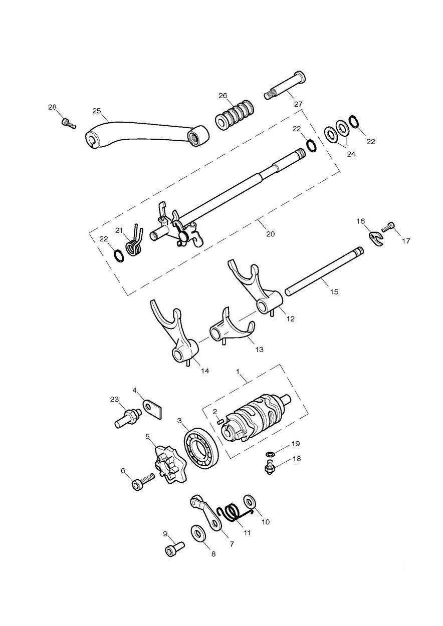 Gear Selector & Pedal exploded diagram