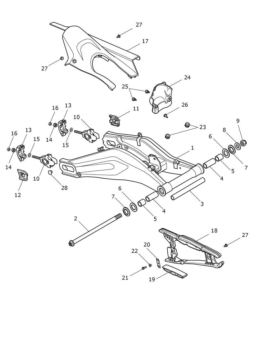 Swingarm Assembly exploded diagram