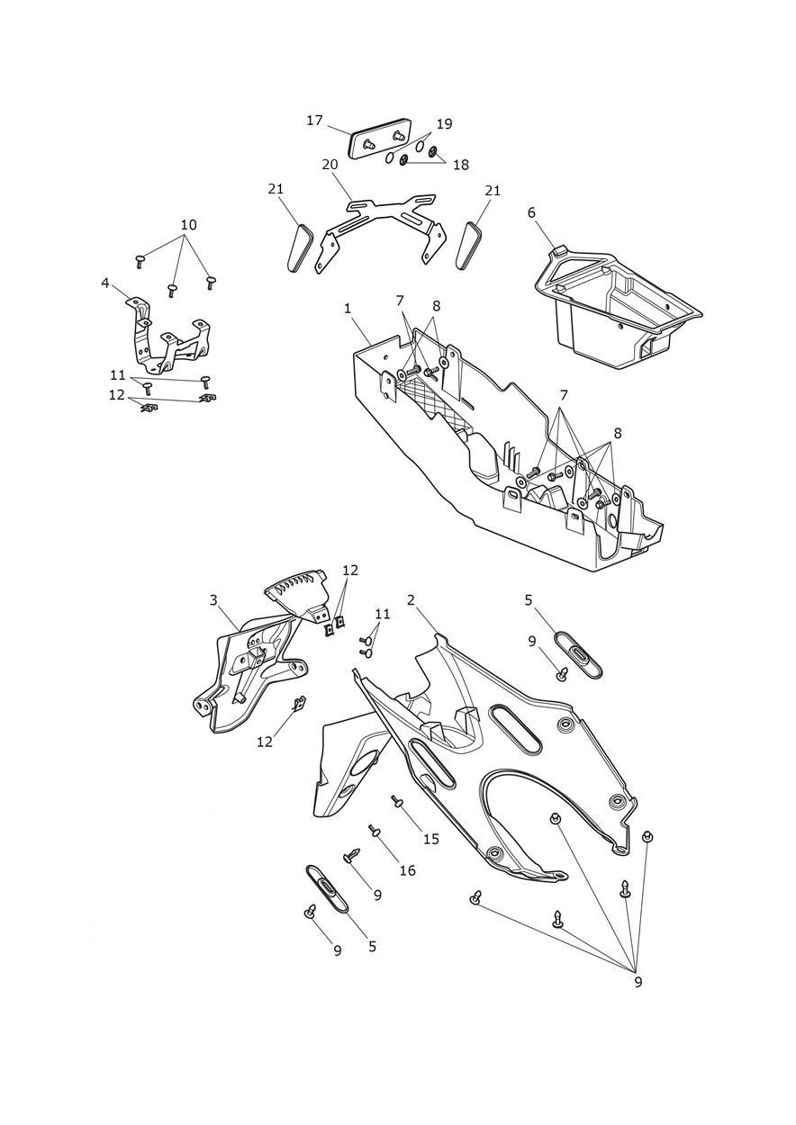 Rear Mudguard exploded diagram