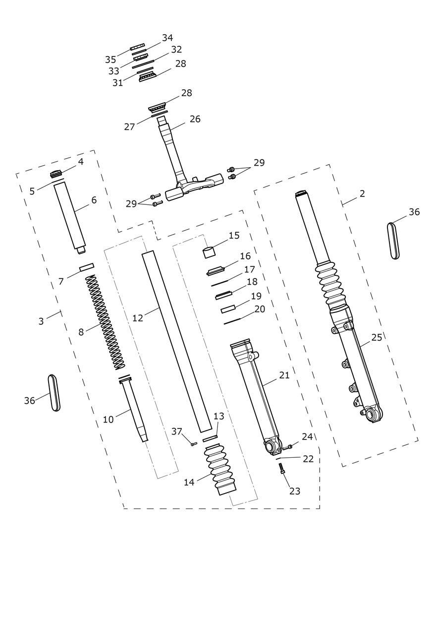 Front Forks & Lower Yoke exploded diagram