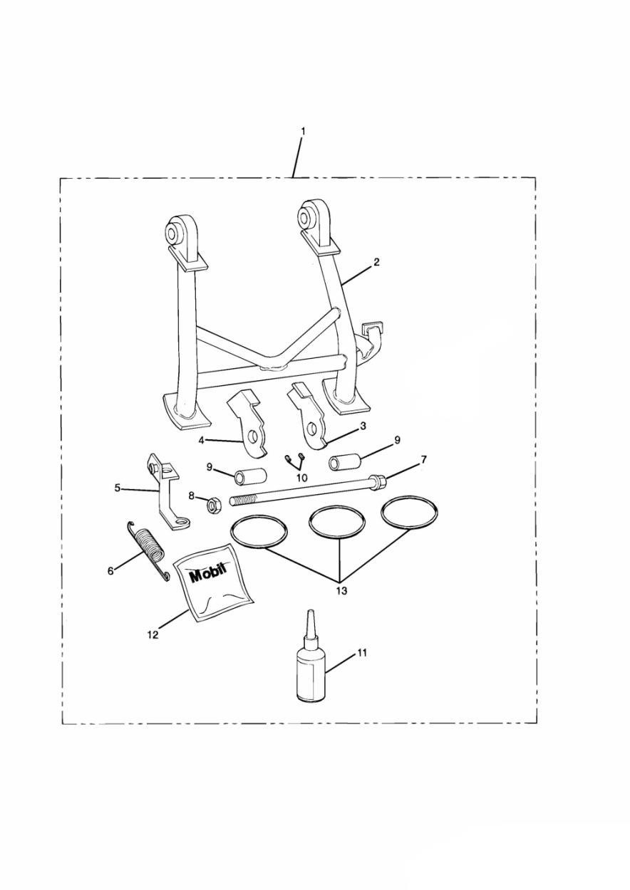 Centre Stand - 97MY to 99MY exploded diagram