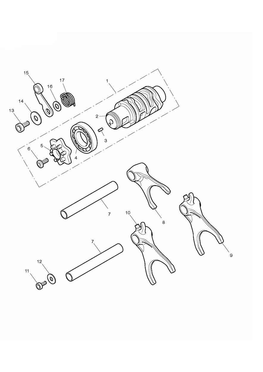 Gear Selector Drum exploded diagram