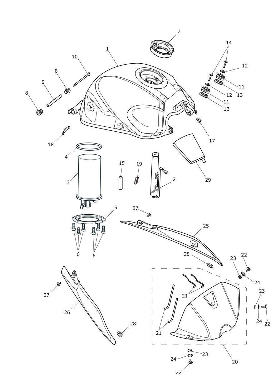 Fuel Tank/Fuel Pump Fittings exploded diagram