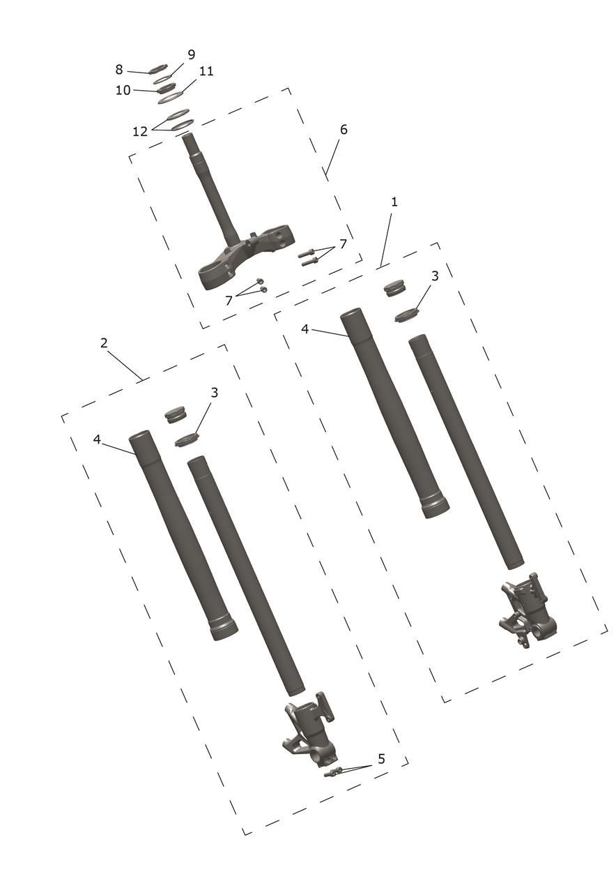 Front Forks & Lower Yoke Assy exploded diagram