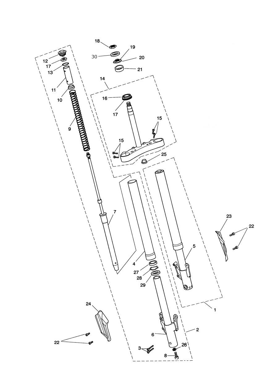 Front Forks & Yokes - Roadster Only exploded diagram