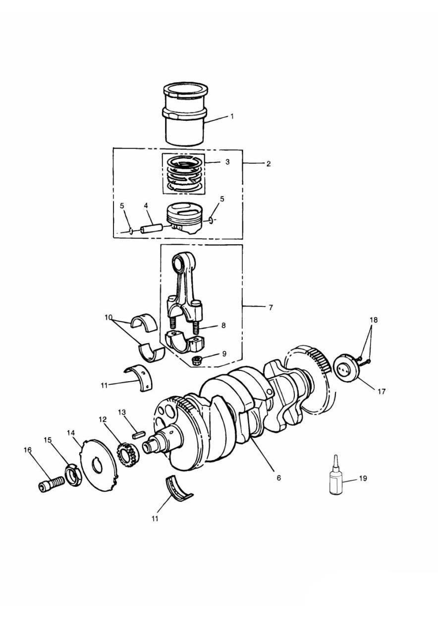 Crankshaft/Conn Rod/Pistons and Liners exploded diagram
