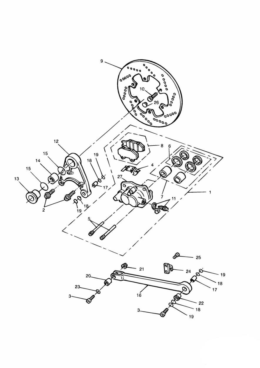 Rear Brake Disc and Caliper exploded diagram