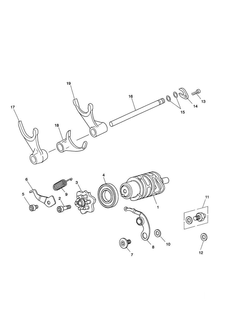 Gear Selector Drum exploded diagram