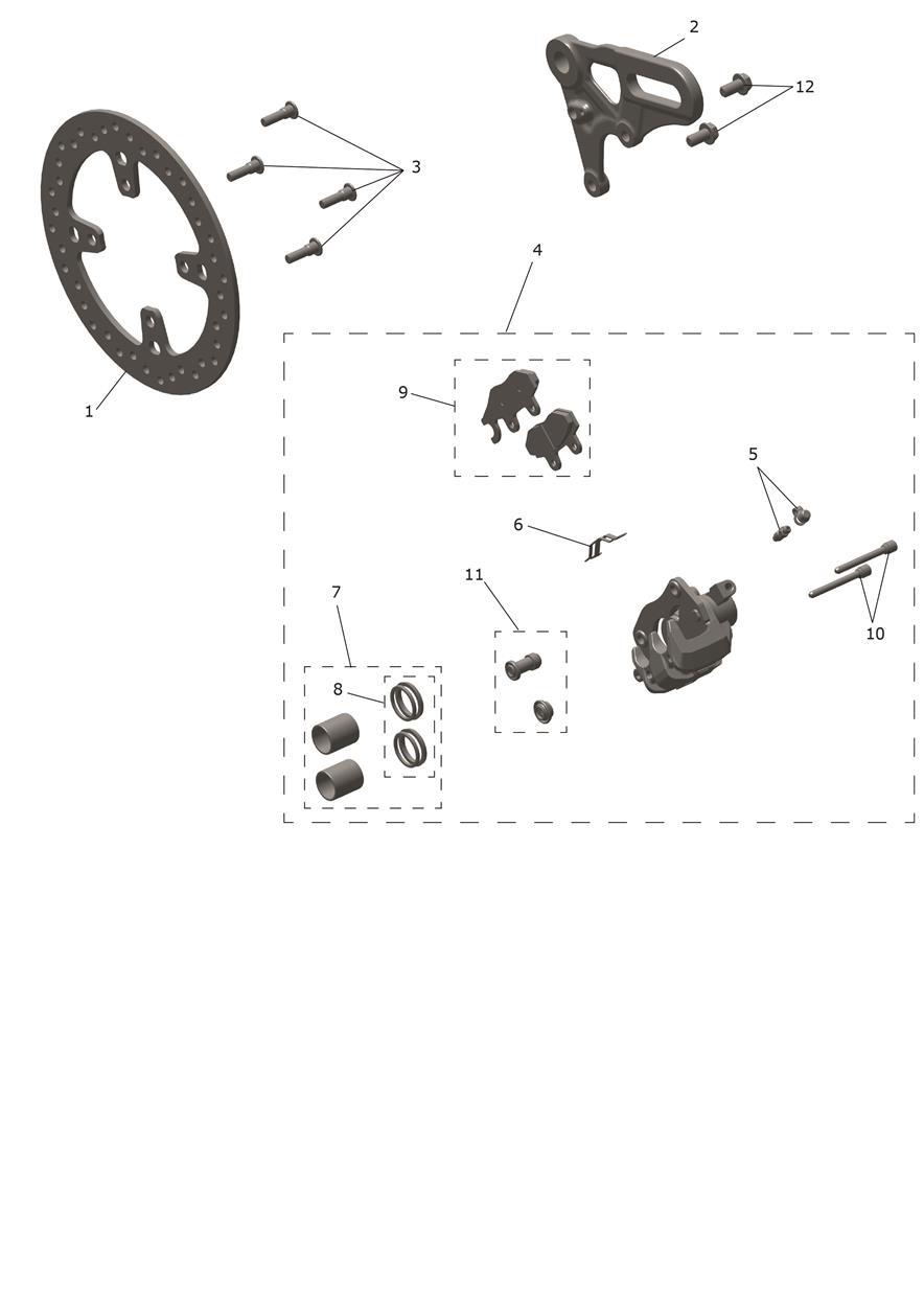 Rear Brake Caliper & Disc exploded diagram