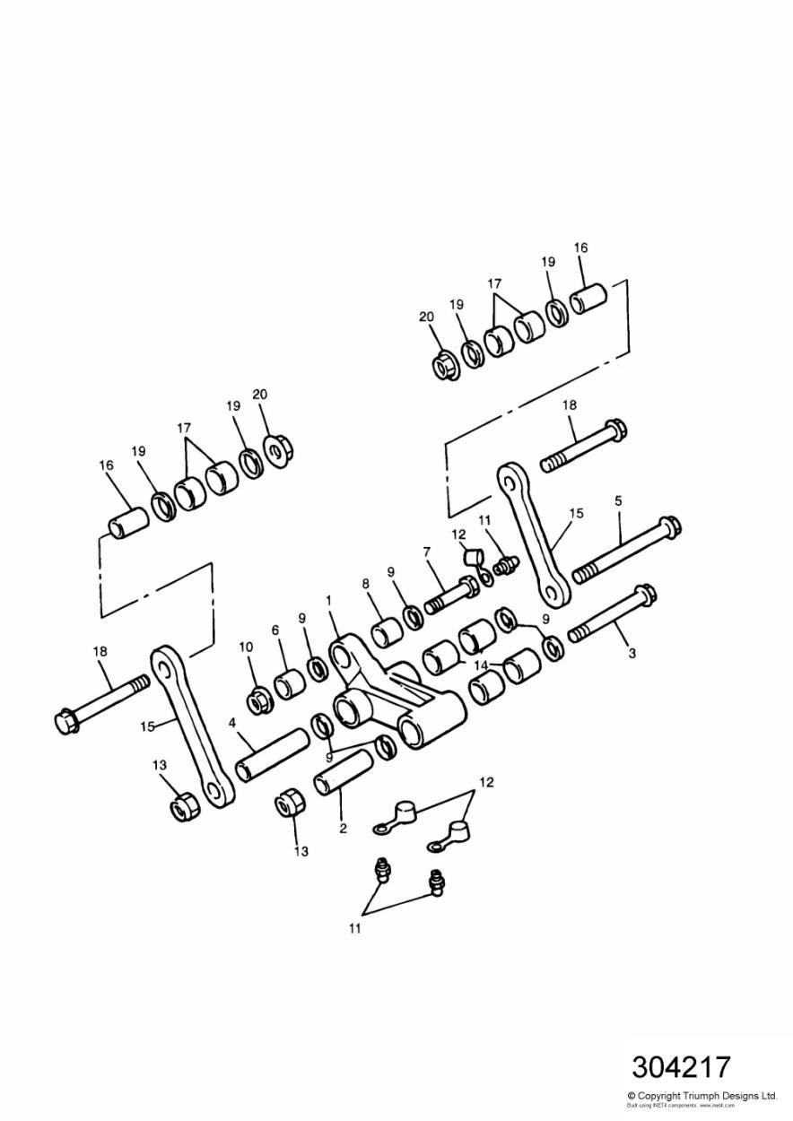 Rear Suspension Linkage exploded diagram