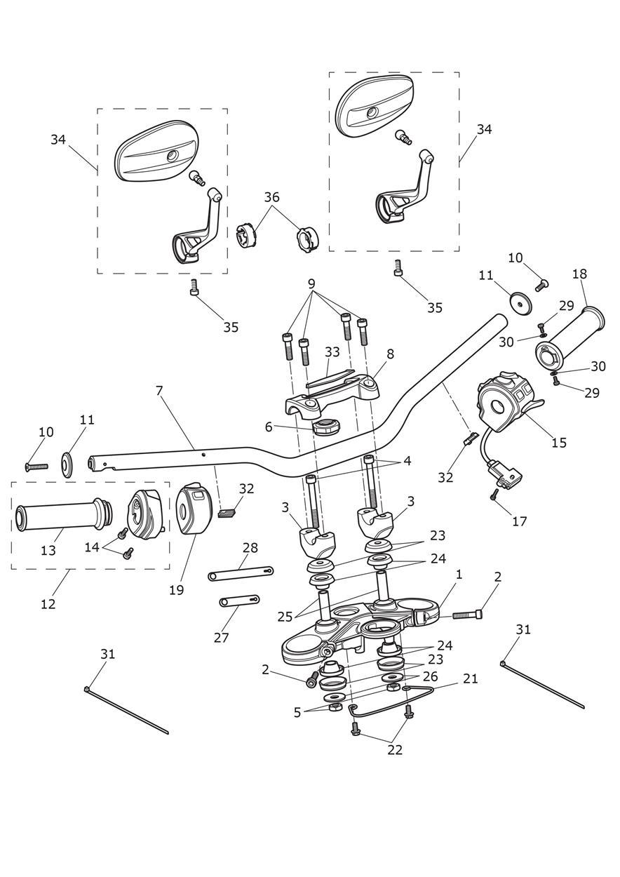 High Handlebars & Switches exploded diagram