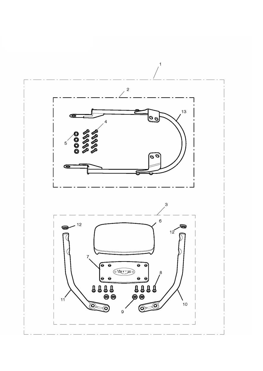 Passenger Backrest High Kit exploded diagram