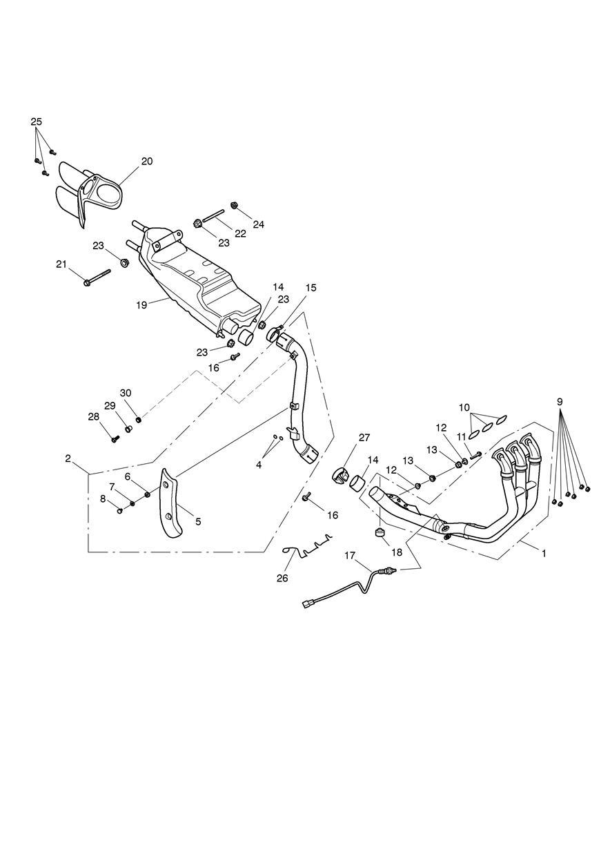 Exhaust System All except AU, NZ & ZA AU,NZ,ZA ALL VINS exploded diagram