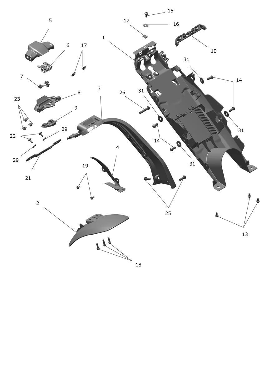 Rear Mudguard exploded diagram