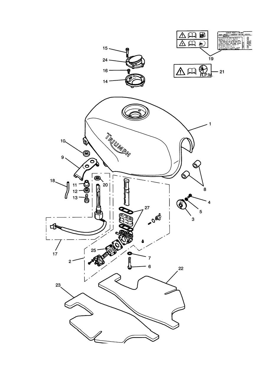 Fuel Tank and Fittings exploded diagram