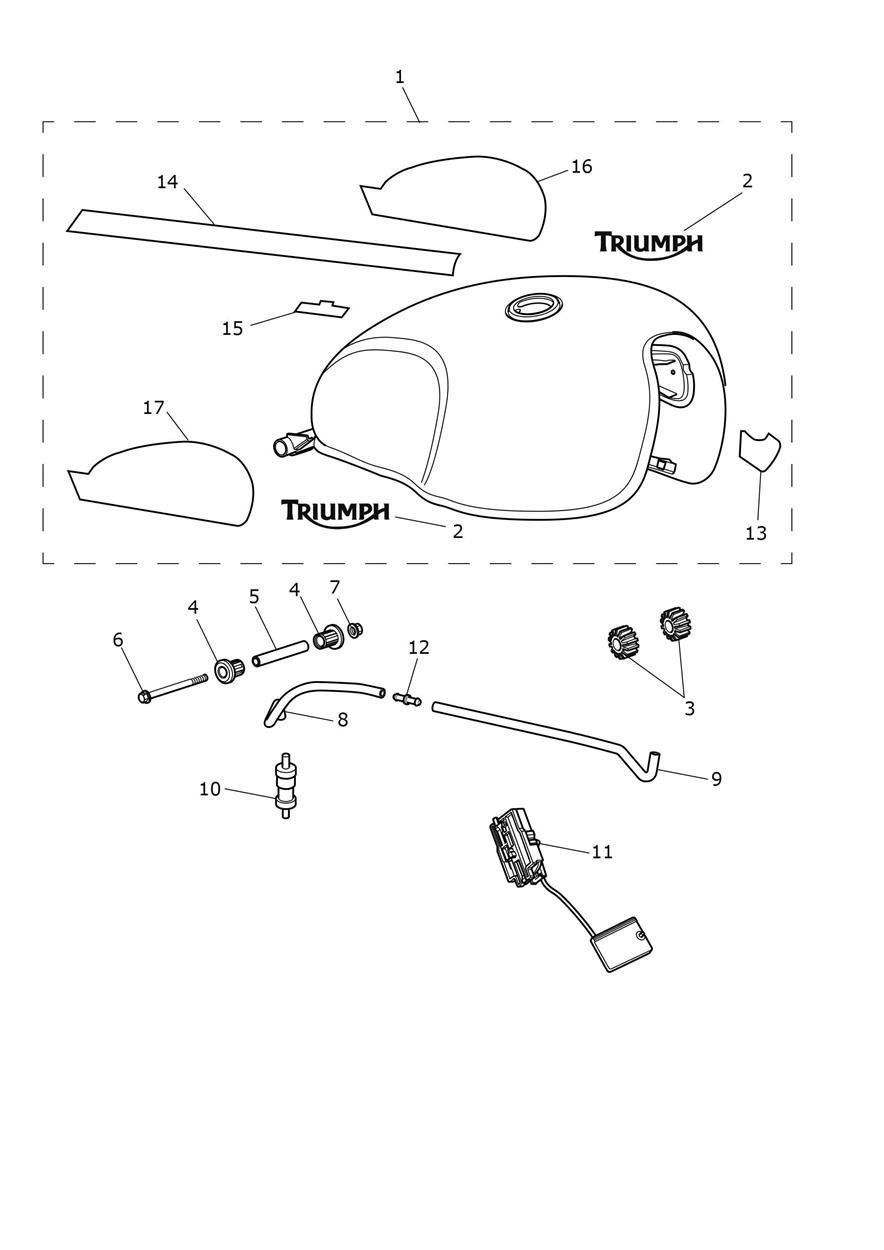 Fuel Tank - Matt Pacific Blue Tanks exploded diagram