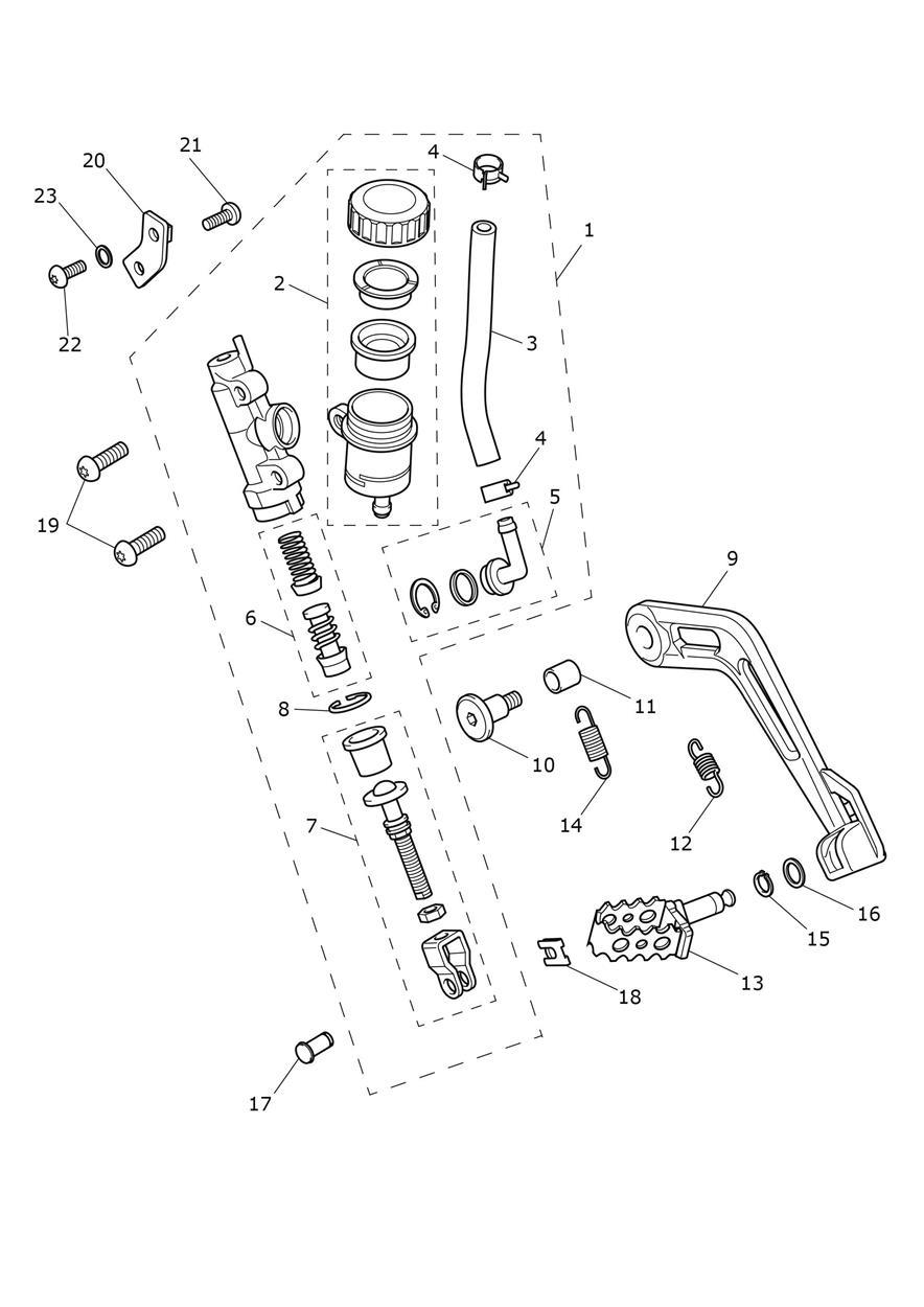Rear Brake Master Cylinder exploded diagram