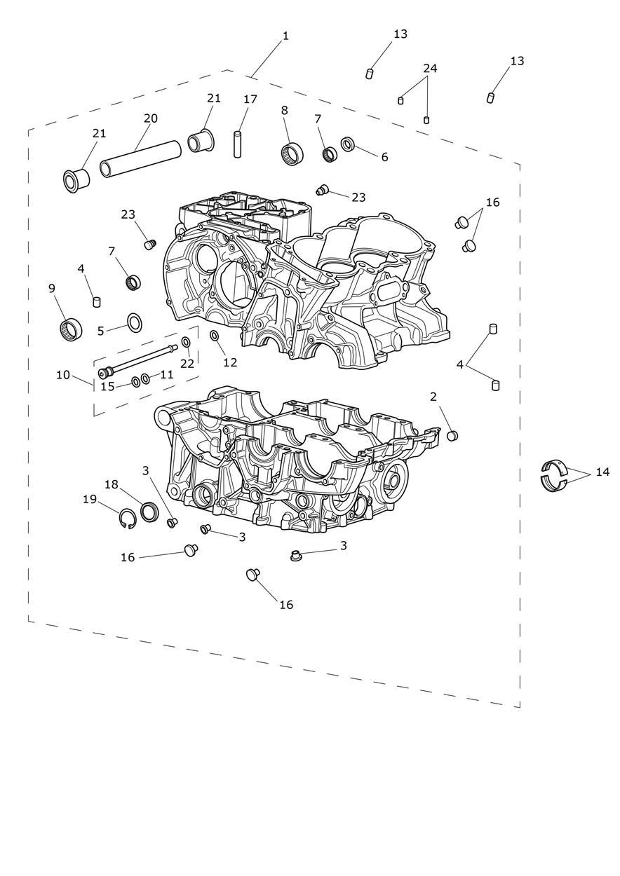 Crankcase & Fittings exploded diagram