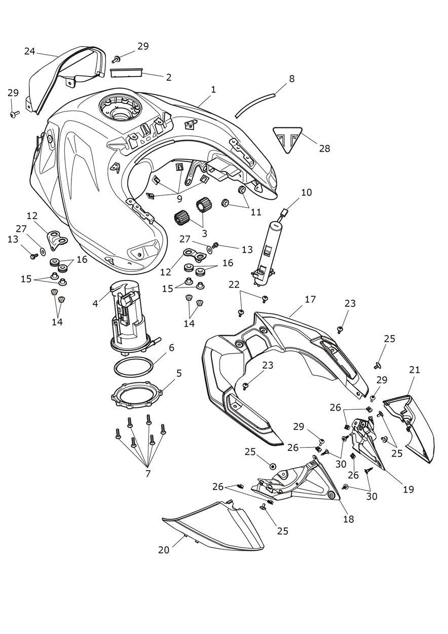 Fuel Tank, Fuel Pump & Fittings exploded diagram