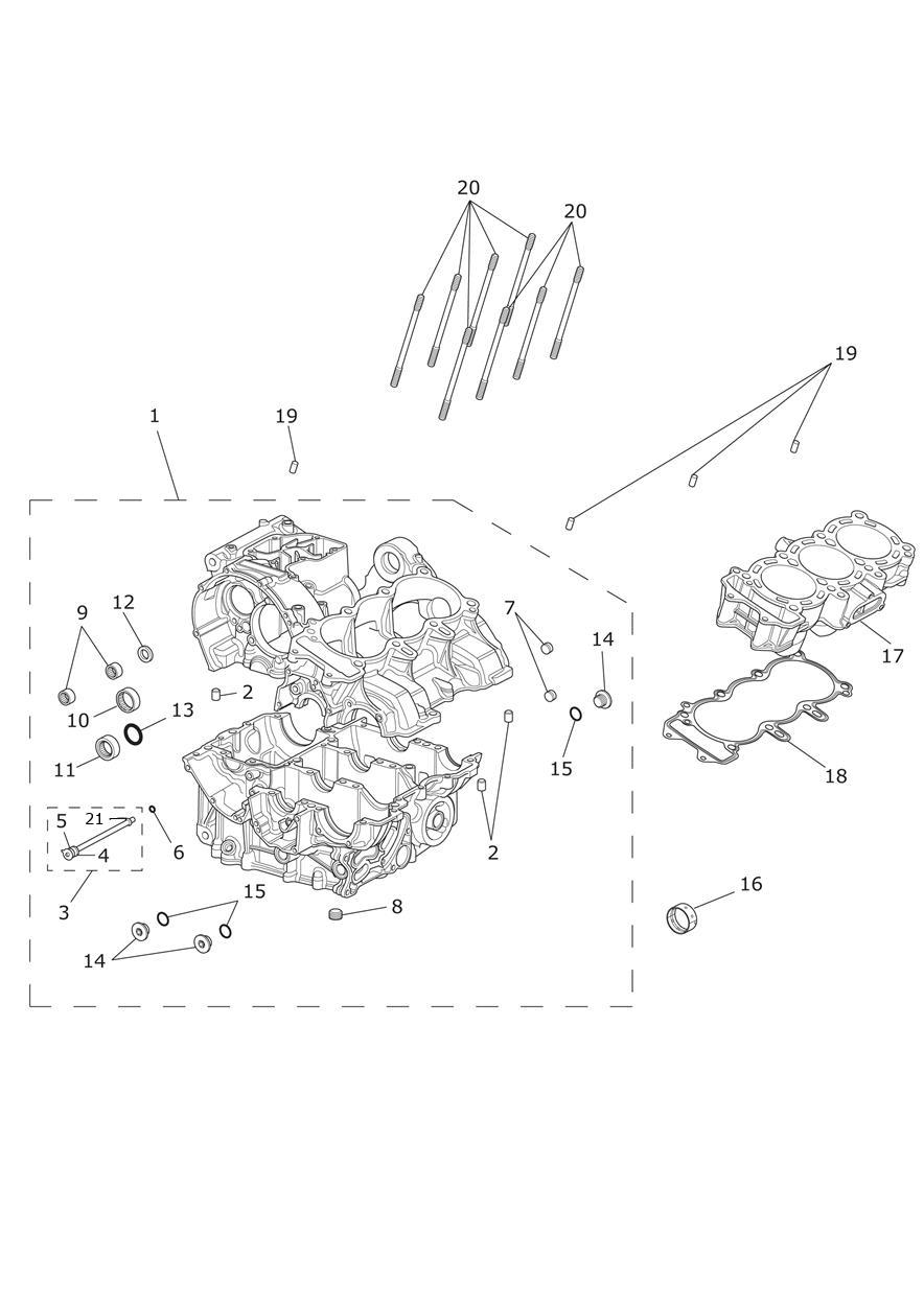 Crankcase & Fittings exploded diagram