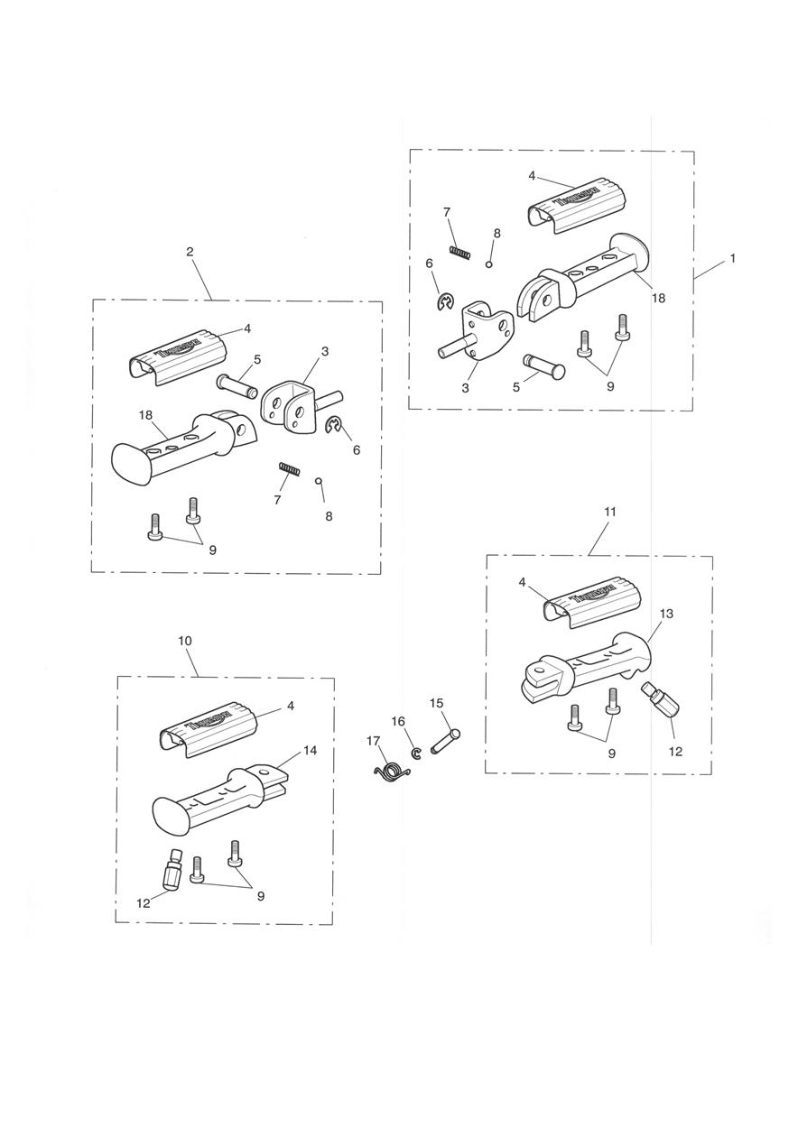 Footrests & Mountings exploded diagram