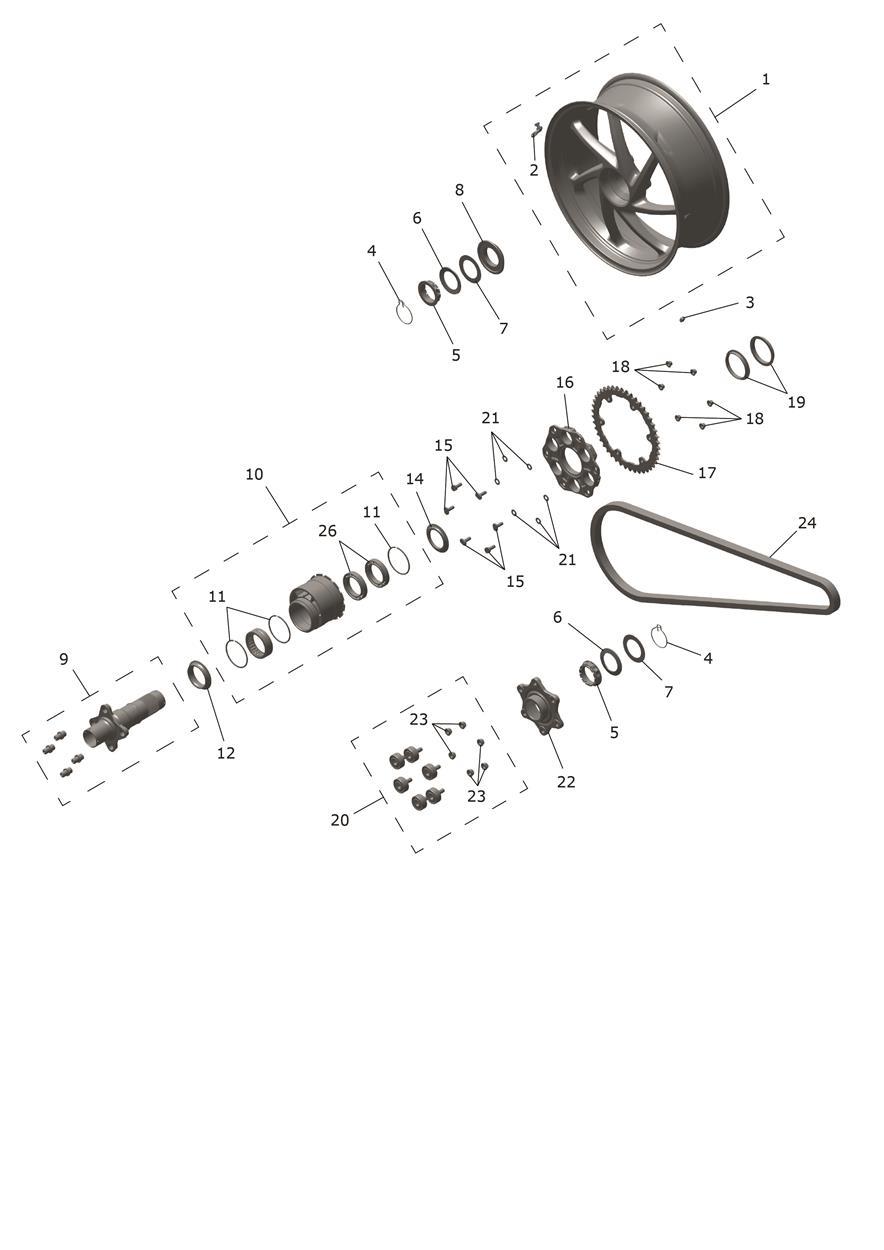 Rear Wheel & Final Drive exploded diagram