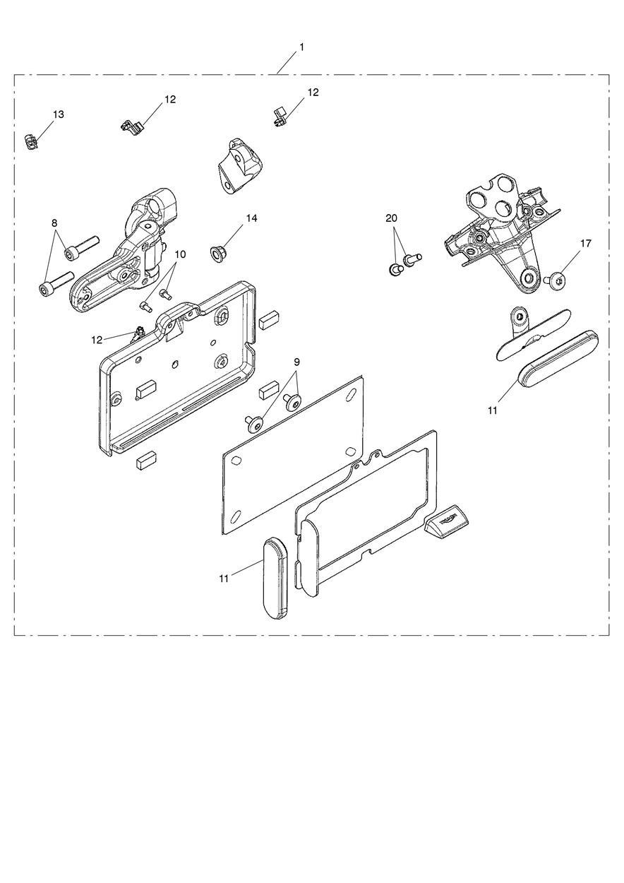 Side Mounted Number Plate Kit exploded diagram