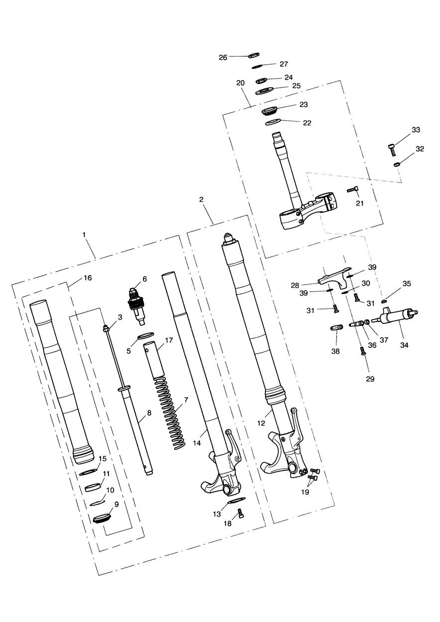 Front Forks & Yokes exploded diagram