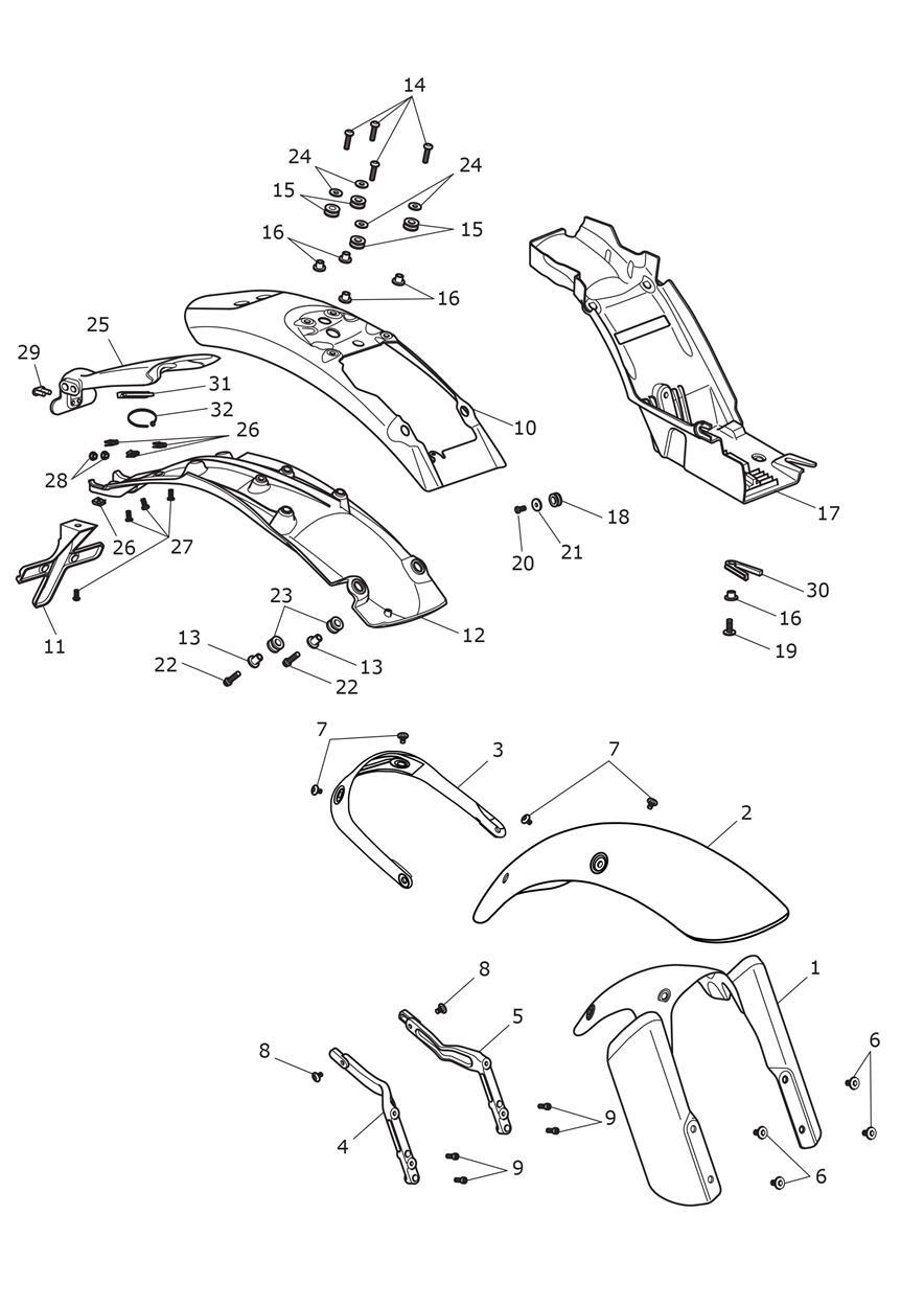 Mudguards exploded diagram