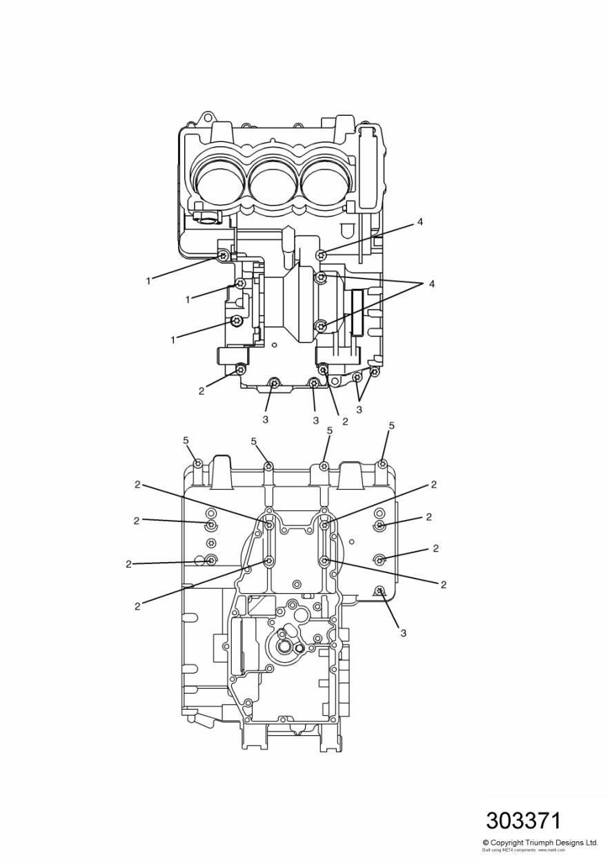 Crankcase Fixings exploded diagram