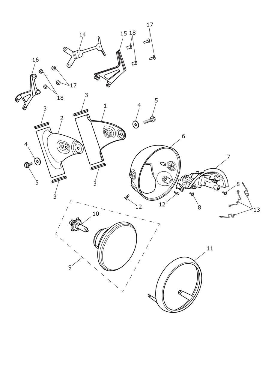 Headlights exploded diagram