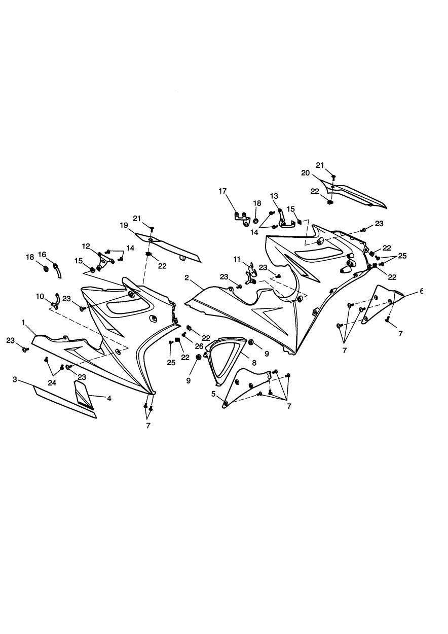 Bodywork - Side Fairings exploded diagram