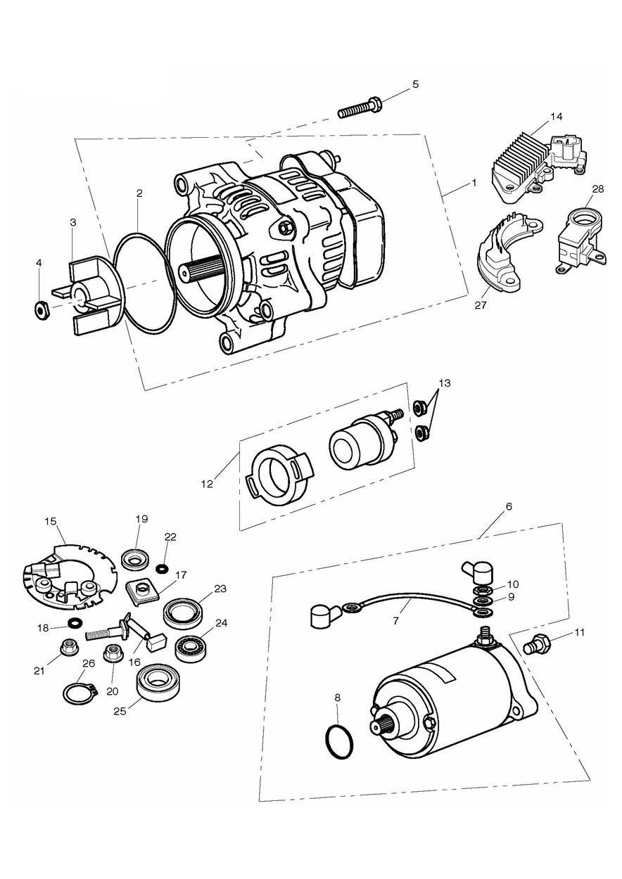 Alternator/Starter exploded diagram