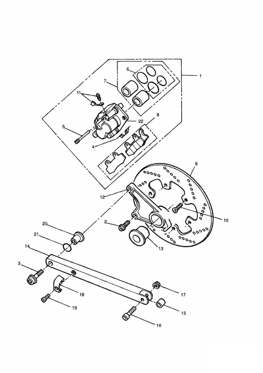Rear Brake Disc and Caliper exploded diagram