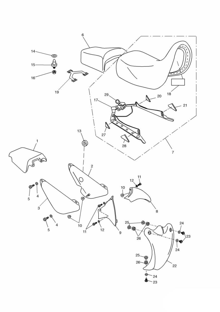 Bodywork - Rear/Seat exploded diagram